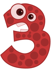 the number three, clipart animal