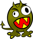 angry green monster with teeth - from OpenClipArt