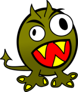 angry green monster with teeth - from OpenClipArt