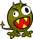 angry green monster with teeth - from OpenClipArt