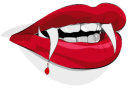 nice red vampire lips with blood and teeth, from OpenClipArt