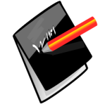 black notebook and red pencil from OpenClipArt