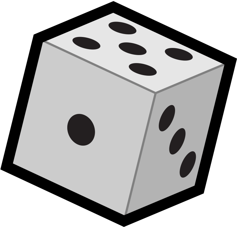Black and white six sided die