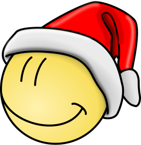 yellow smilie face in santa hat from openclipart.com