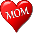 red heart with 'mum' written inside