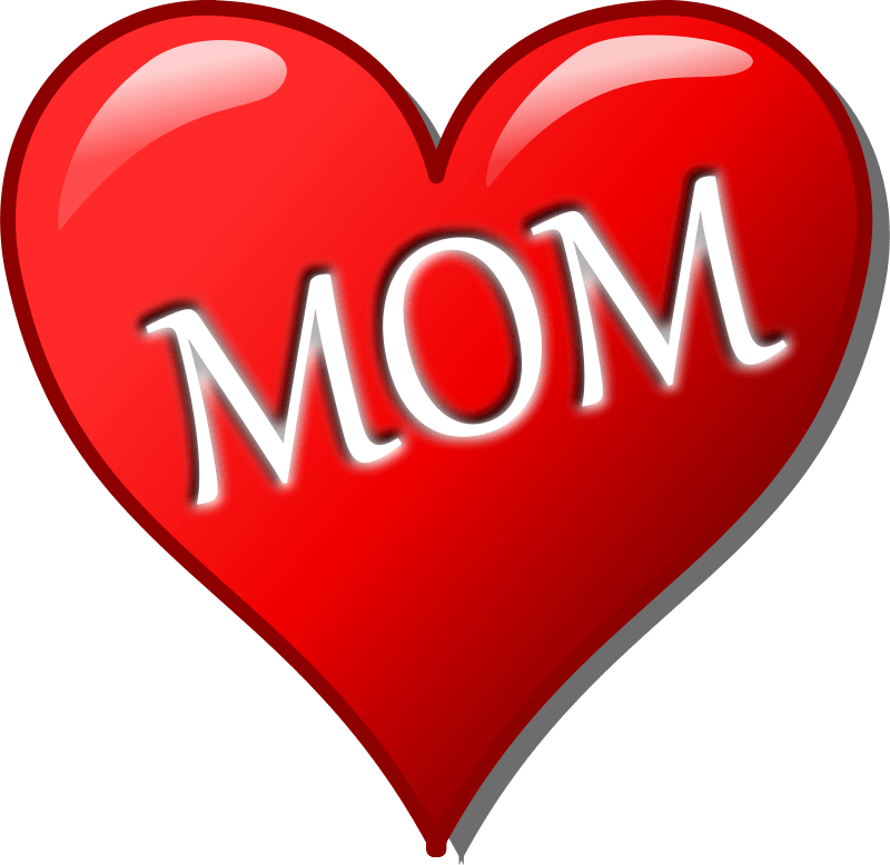 red heart with 'mum' written inside