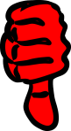 big, red thumbs down symbol