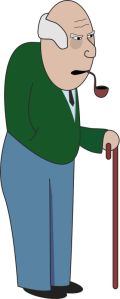 grandpa with a walking stick, clipart