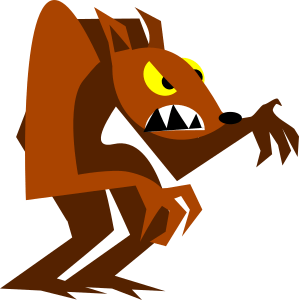 brown werewolf with yellow eyes